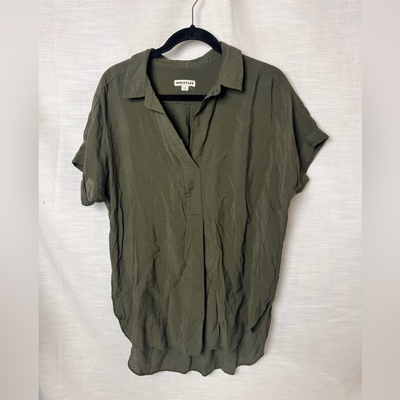Whistles Tops - Whistles Olive Green Short Sleeve Blouse Lightweight